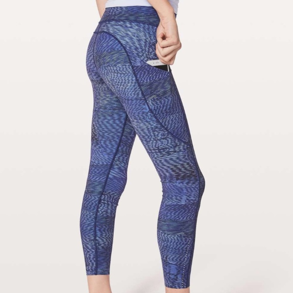 Lululemon Fast & Free Leggings 7/8 Tight II Nulux 25" Linear Flux Light Size 8